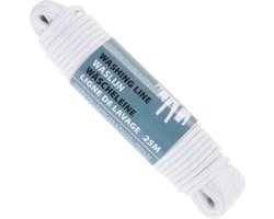1x Witte waslijnen/drooglijnen polyester 25 meter - Huishouding - Schoonmaken - De was doen/ophangen - Waslijn/drooglijn