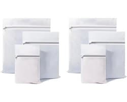 6 Stuks - Sterke Waszakken met Rits - Wasnetten Set Wit - Verschillende Formaten
