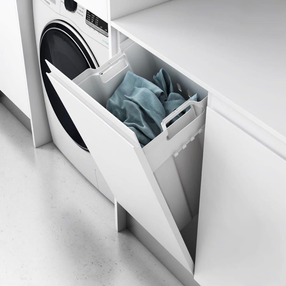 Eleganca uitneembare wasmand - Inbouwdiepte 23,5 cm, Inbouwhoogte 56,5 cm, Inbouwbreedte 40 cm - 40L Inhoud - Wit - hoge kwaliteit kunststof - eenvoudig monteerbaar - met bevestingsmateriaal — afbeelding 1