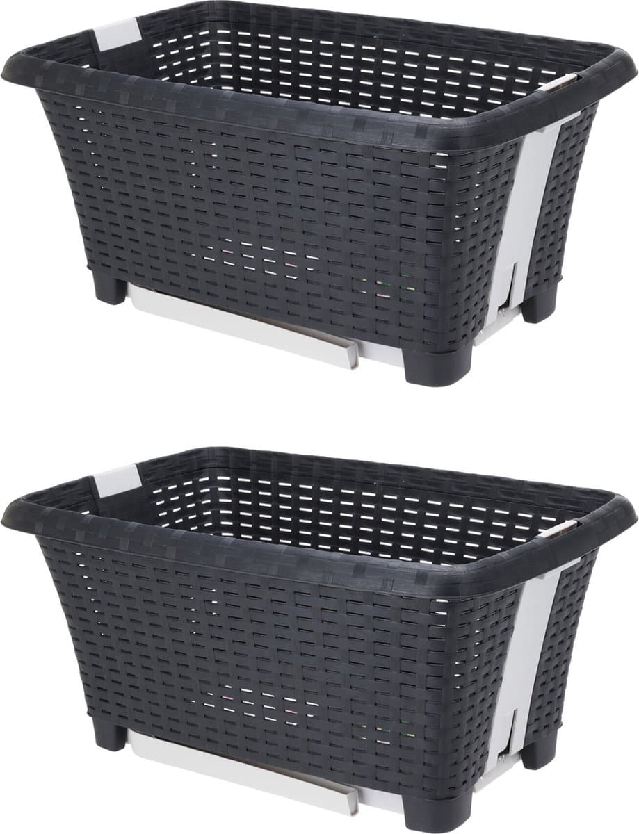 Bathroom Solutions wasmanden op poten 2x stuks - 38L - kunststof - grijs — afbeelding 1
