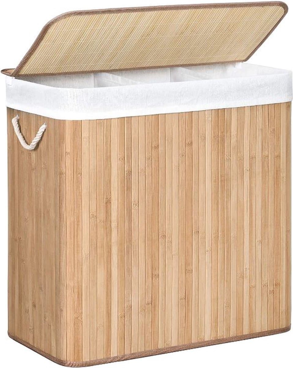 MAZAZU Wasmand met 3 secties - Katoen - Bruin - 60x40x61.5 — afbeelding 1