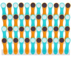 48 wasknijpers met veren van roestvrij staal Soft Grip Softgrip Soft Touch Softtouch, Turquoise, Geel, Grijs