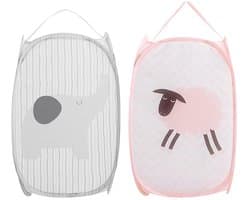 Dailygoods - Opvouwbare wasmand, set van 2, pop-up wasmand, gaas, 30 x 30 x 50 cm, wasmand waskorven met handgrepen, stoffen mand, statiegeldflessen, collectie