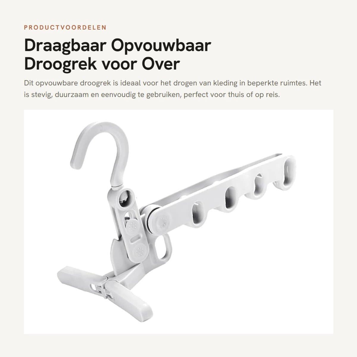 Dailygoods- Droogrek Stevig - Opvouwbaar - Draagbaar - 5 Ophanggaten - Voor Over de Deur - Duurzaam Kunststof - Kledingrek — afbeelding 1