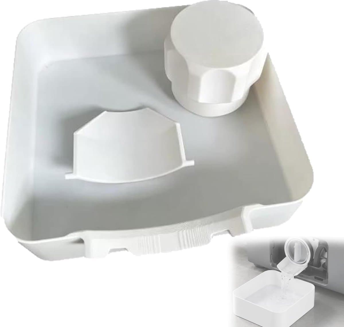 3 stuks - Afvoerbak voor wasmachine - 18 cm - 3D-geprinte waterdichte bak - Lekbak wasmachine - Wateropvang - Afvoer - Wasmachine Wateropvangbak - Opvangbak tegen lekkage - universele opvangbak voor filterreiniging — afbeelding 1