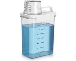 SnelShoppen - Airtight Waspoederdispenser met Maatbeker, 1800ml Transparante Wasmiddeldoos, Multifunctionele Opbergcontainer voor Waspoeder en Wasparf