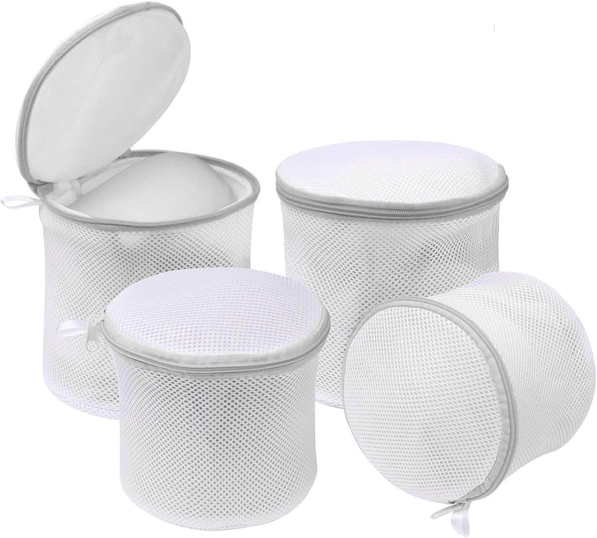 Set van 4 beha-waszakken voor de wasmachine, 18 cm x 20 cm, herbruikbare wasnetten met ritssluiting voor delicate kleding — afbeelding 1