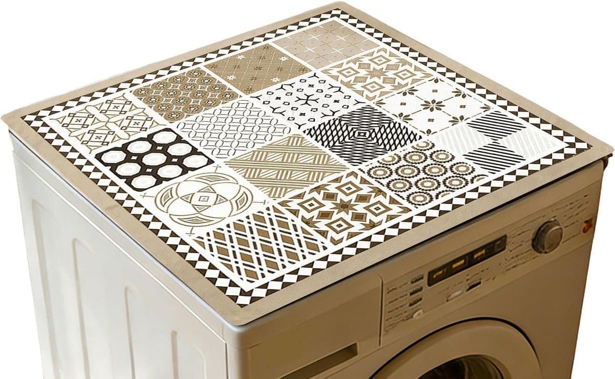 wasdrogerhoes, 60 x 60 cm wasmachinemat, waterdicht, voor gebruik bovendrogers om stof te blokkeren en krassen te verminderen, bruin — afbeelding 1