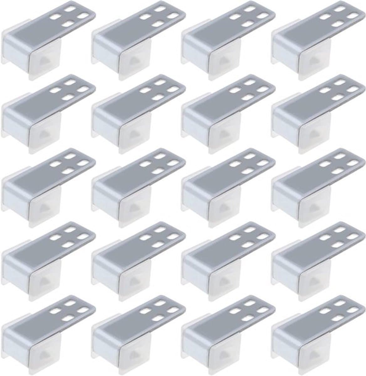 Meubelvering - Verbindingsclips - 4 Gaten - Zig Zag Springs - Klemmen - Geschikt voor meubels - Zilver - 20 stuks Bekleding Meubels Spring Clips, 4 Gaten Blijven Draad Zig Zag Springs Klemmen, Zilver. — afbeelding 1