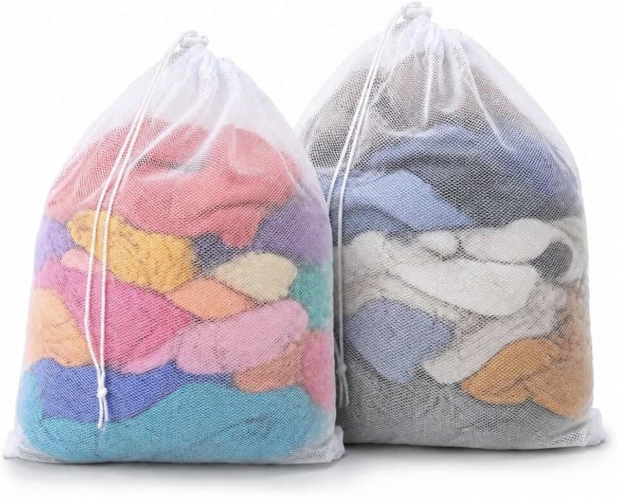 Waszakken 70 x 90 cm wasnet XXL met trekkoord waszak groot | Voor wasmachine, herbruikbaar, beschermt kleding, voor beddengoed, jassen, slaapzakken, pluche dieren — afbeelding 1