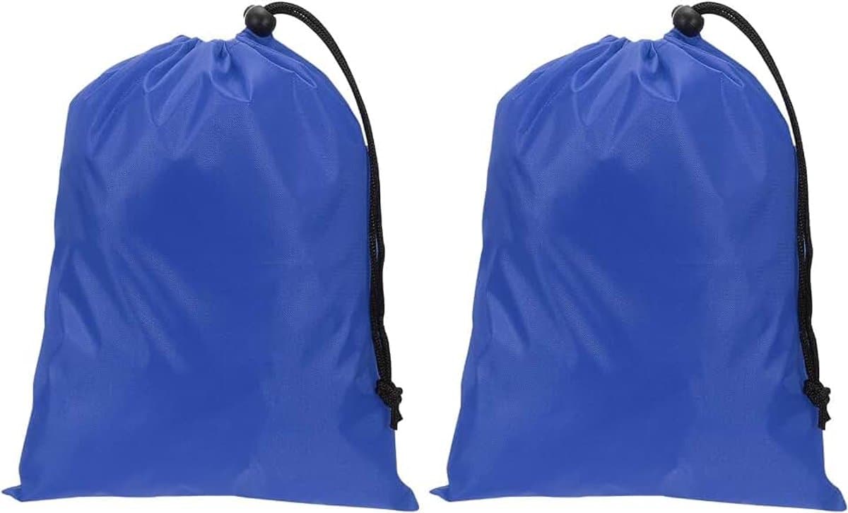 Polyester waszak, 2 stuks 25,4 cm x 20 cm zware reistas met trekkoord, scheurbestendig, opslag voor vuile kleding voor reizen, kamperen, college slaapzaal, blauw — afbeelding 1