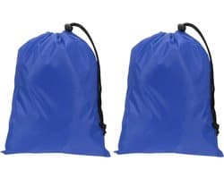Polyester waszak, 2 stuks 25,4 cm x 20 cm zware reistas met trekkoord, scheurbestendig, opslag voor vuile kleding voor reizen, kamperen, college slaapzaal, blauw