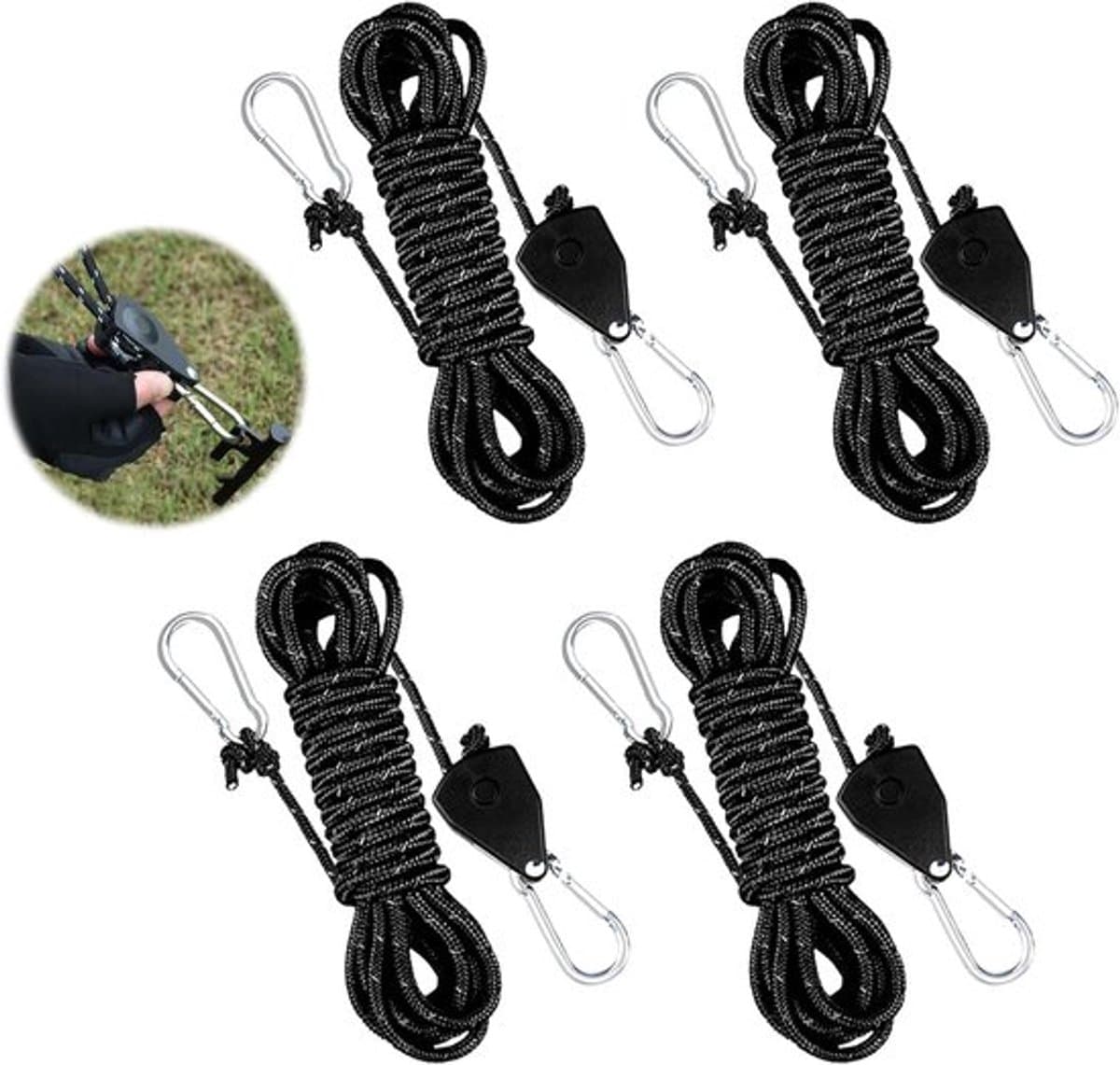 Spanner - Reflecterende trekkoordspanner - 4 meter - Meerkleurig — afbeelding 1