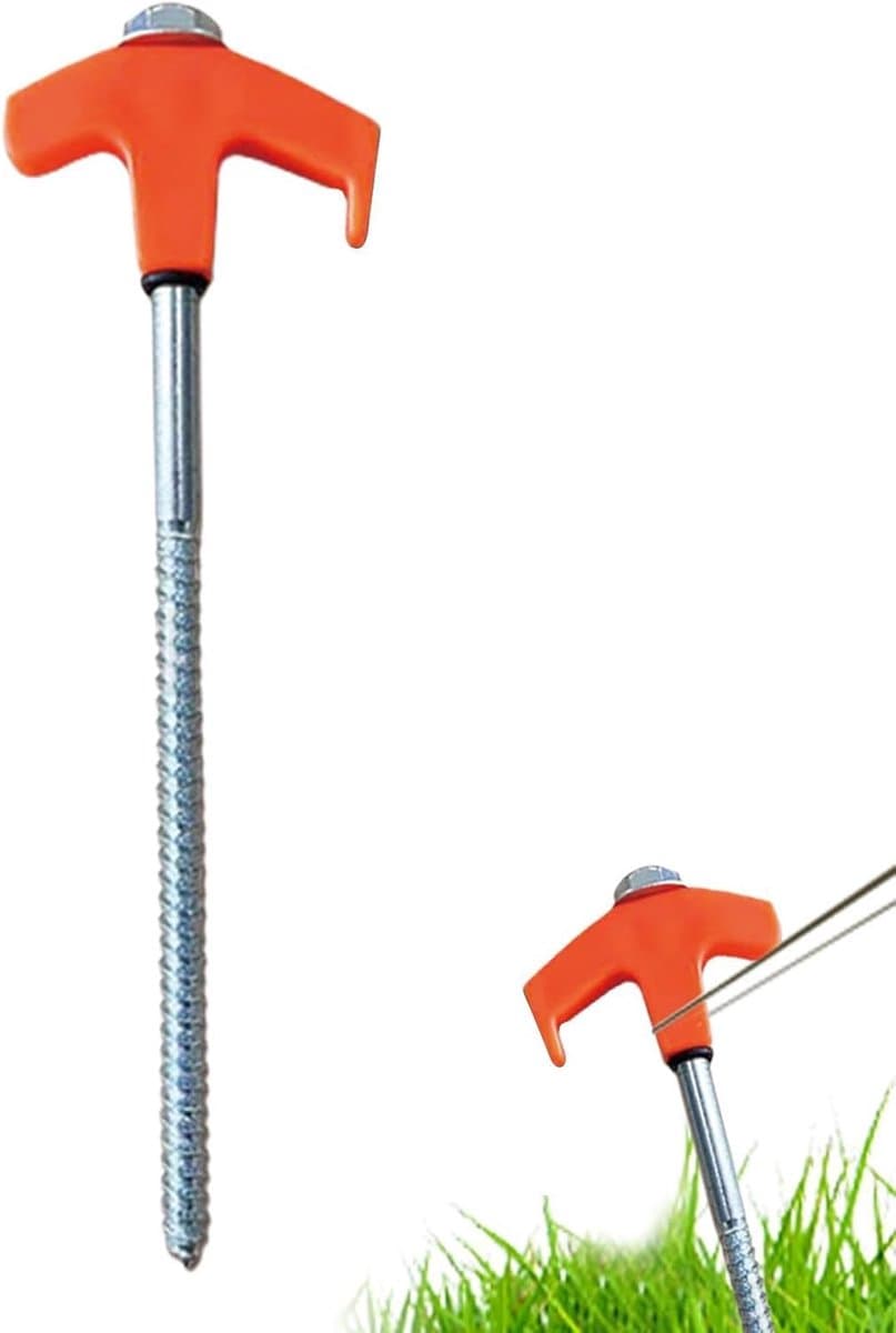 Grondankers - Tentharingen - Veilige Verankering - Schroefdraad Koolstofstaal - 20 cm - Oranje — afbeelding 1