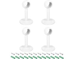 Set van 4 gordijnroedehouders, plafondmontage, roestvrij stalen kaststang met schroeven, wit, 1,6 cm.