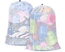 SnelShoppen - OTraki Mesh Waszak - Sterke Waszak voor Kleding, Wasgoed en Sportkleding - Ademend Netstof, Handvatten, 60x50 cm - Ideaal voor Thuis, Sp