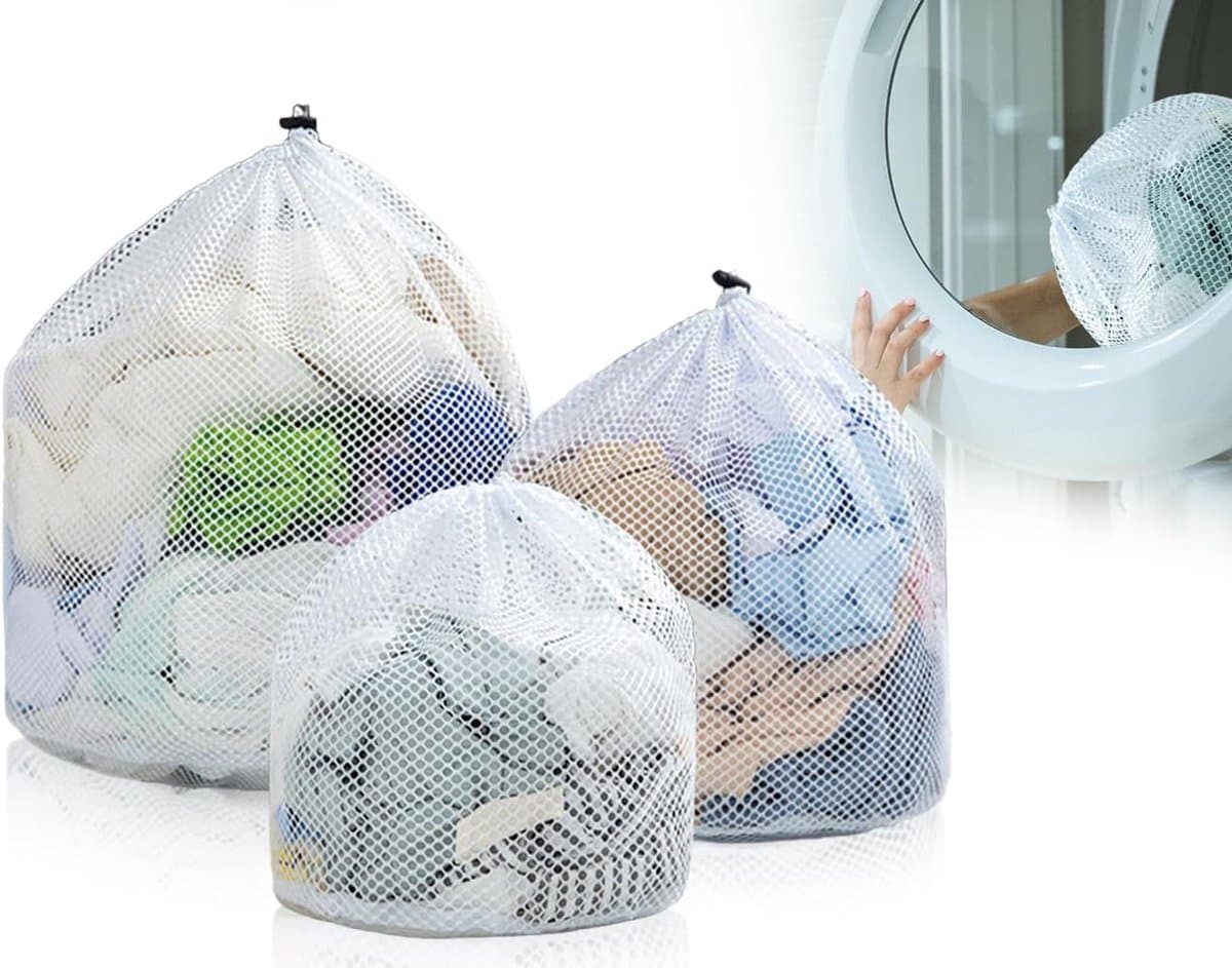 SnelShoppen - 3 Stuks Wasnetten Set voor Wasmachine - Coarse Mesh waszakken, Herbruikbaar, 30x40, 40x50, 50x60 cm, Perfect voor Kleding, Delicate Was, — afbeelding 1