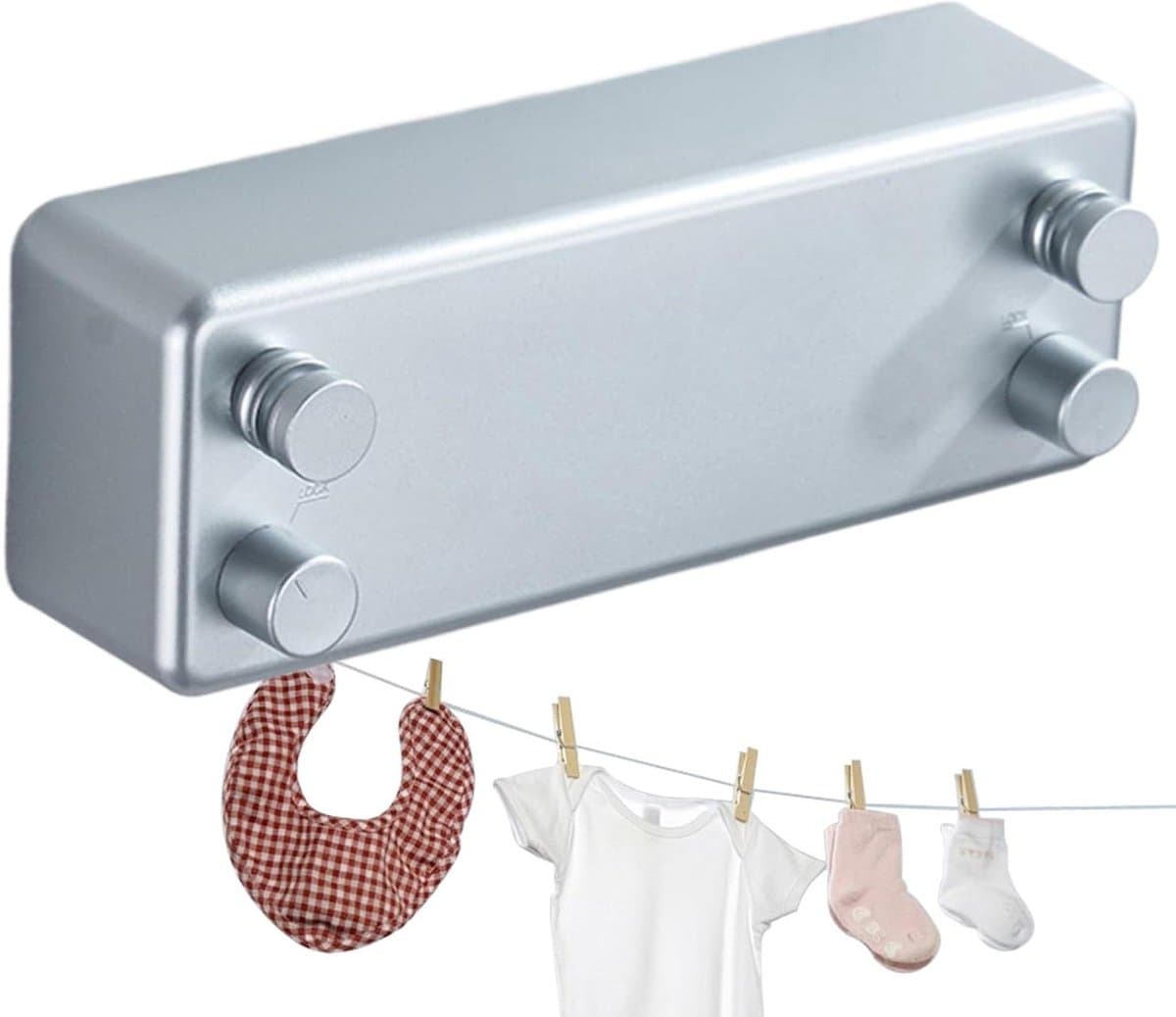 Uittrekbare Waslijn - Droogrek Binnen - Kleding Drogen - Ruimtebesparend Ontwerp - 1 Meter - Zilver — afbeelding 1