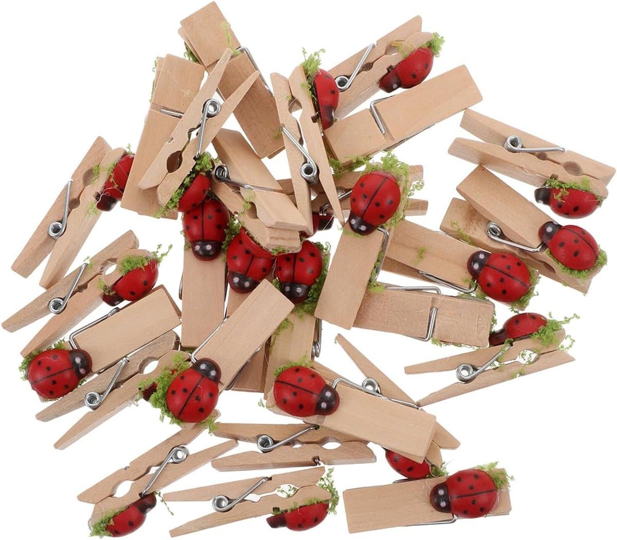 Houten Wasknijpers - Decoratieve Klemmen - Knutselen en Decoratie - Lieveheersbeestje Ontwerp - 3.5 cm - Kleurrijk — afbeelding 1