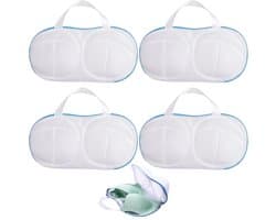 4 Stuks Bh Waszakken - 19x35cm - Bh Wasnetje Voor Wasgoed - Anti-Vervorming – BH Waszakje - waszak - Wasbol - Waszakje Lingerie - Premium Lingerie Waszakje – Waszakken – Kledingzakjes – Was Zakjes - Herbruikbare – Wasmachine Zakjes - blauw