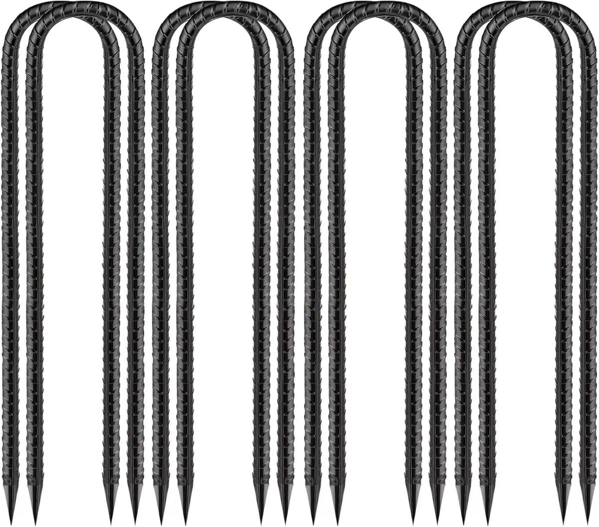 SnelShoppen - Pack van 8 Gegalvaniseerde Grondankers, U-Vormige Grondpalen, Stalen Grondpinnen voor Tenten, Trampolines, Tuin, Camping (30 cm) — afbeelding 1