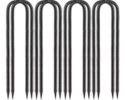 SnelShoppen - Pack van 8 Gegalvaniseerde Grondankers, U-Vormige Grondpalen, Stalen Grondpinnen voor Tenten, Trampolines, Tuin, Camping (30 cm)