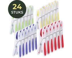 Gandria Wasknijpers 24 Stuks - Kunststof Wasknijpers - Set van 24 Plastic Knijpers - Wasrek Knijpers 10 Kg - 4 Kleuren