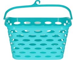 Plasticforte Wasknijpers ophang mandje aan haak - 26 x 15 x 21 cm - blauw - kunststof — afbeelding 1