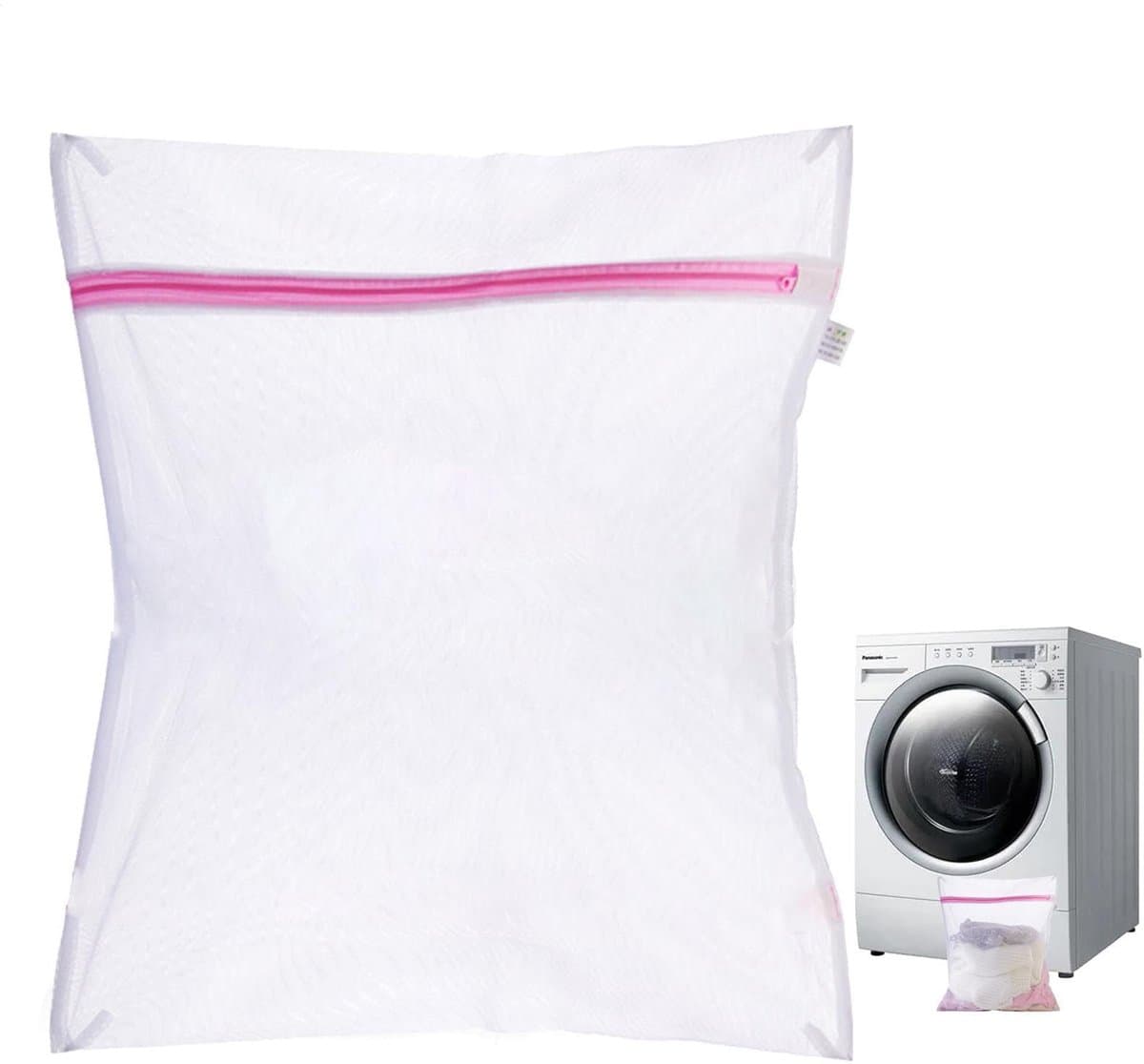 Universele waszak - waszak van gaas met rits - geschikt voor opvouwbaar ondergoed, bh's, sokken, slips beschermnet - anti-was, anti-klit, anti-vervorming, verzorging wasnetzak - wasverzorging - wit - klein - 30x40cm — afbeelding 1