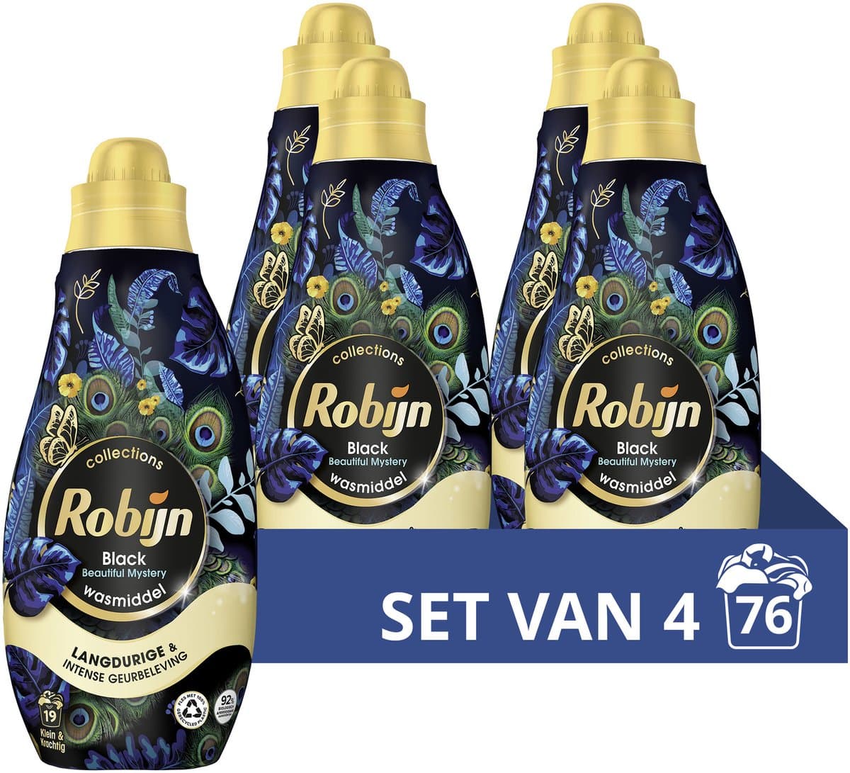 Robijn - Vloeibaar Wasmiddel -Klein & Krachtig - Beautiful Mystery - 4 flessen - 76 wasbeurten - Voordeelverpakking — afbeelding 1