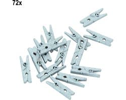72x Mini Houten Knijpers Zilver