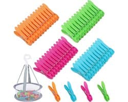 Set van 48 Wasknijpers zonder Afdrukken met Opbergmand - Windbestendig en Anti-slip