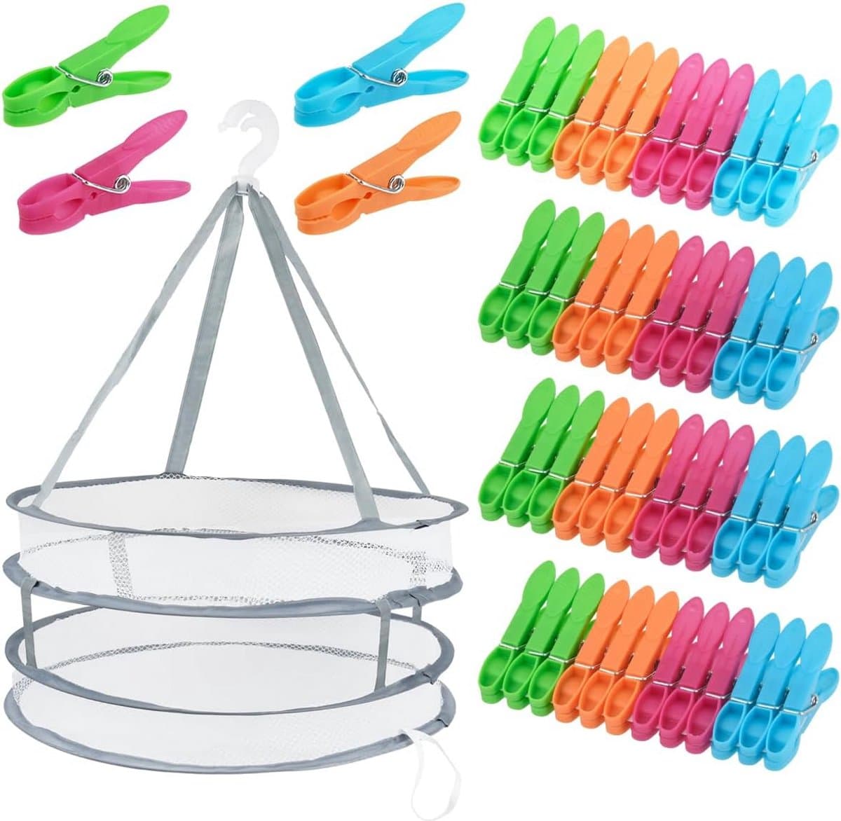 49 Wasknijpers Set met Handige Wasknijpermand - Windbestendig en Anti-Slip — afbeelding 1