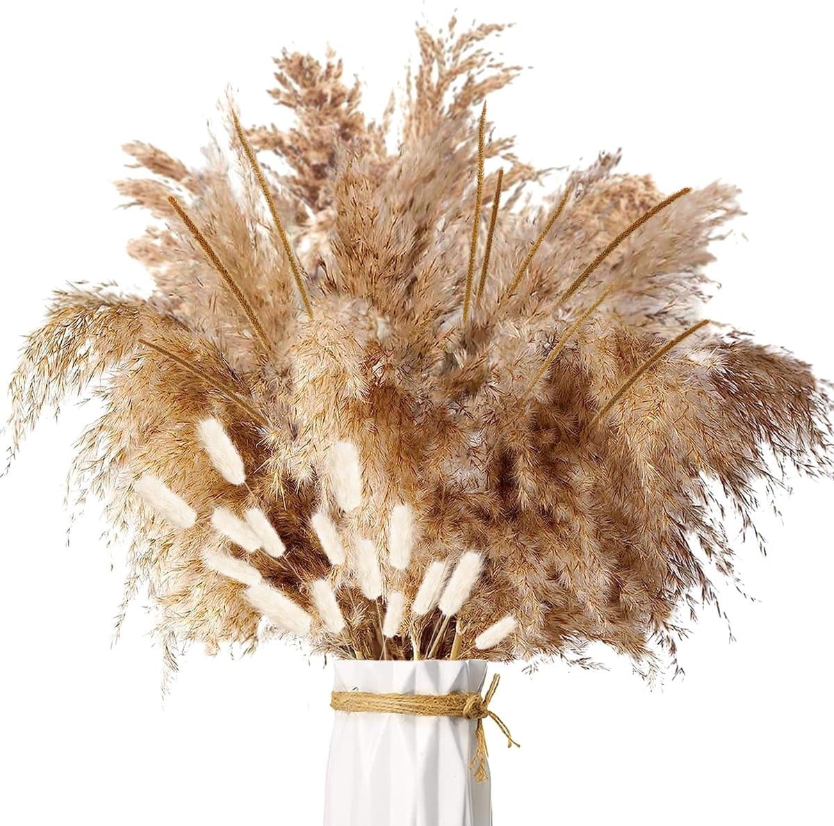 Gedroogd Pampasgras - 45 stuks Natuurlijke Gedroogde Bloemen Decoratie, Bruin Pampas Gras Pluizige Vruchtjes, Pampas Gedroogde Bloemen Boeket voor Bruiloft Tafel Decoratie Woonkamer — afbeelding 1