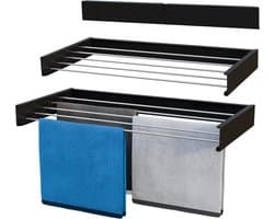 Premium Luxe Laundry Aluminium Wandmontage Droogrek - Opvouwbaar, Inklapbaar, Drievoudig - Ruimtebesparend Wasruimte Muur Droogrek - Wit folding wall laundry rack