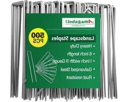 500Pack Tuinharingen-Staken 150mm-6inch voor Onkruidbestrijding Gazon - U-vormige Spijkerpennen - Gegalvaniseerde Grondpen