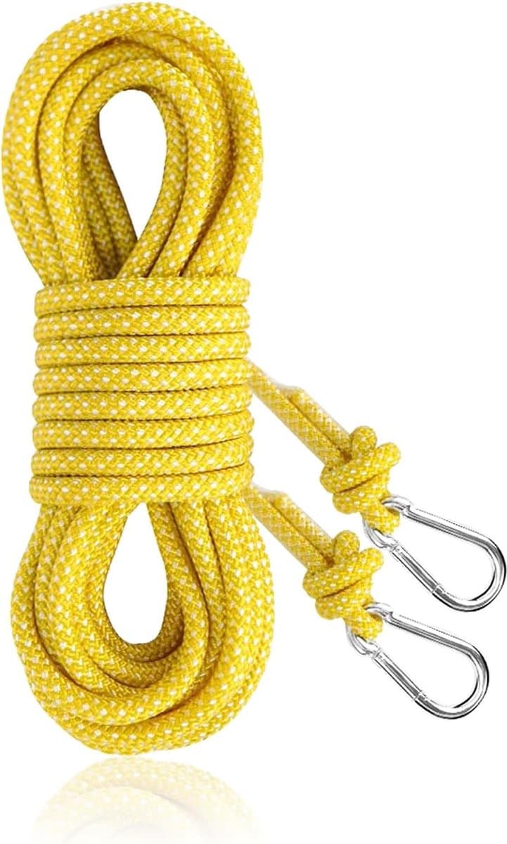 Waslijn extra sterk, 8 mm stabiel, scheurvast en roestbestendig, 15 m nylon waslijn met karabijnhaak voor camping, buiten, balkon — afbeelding 1