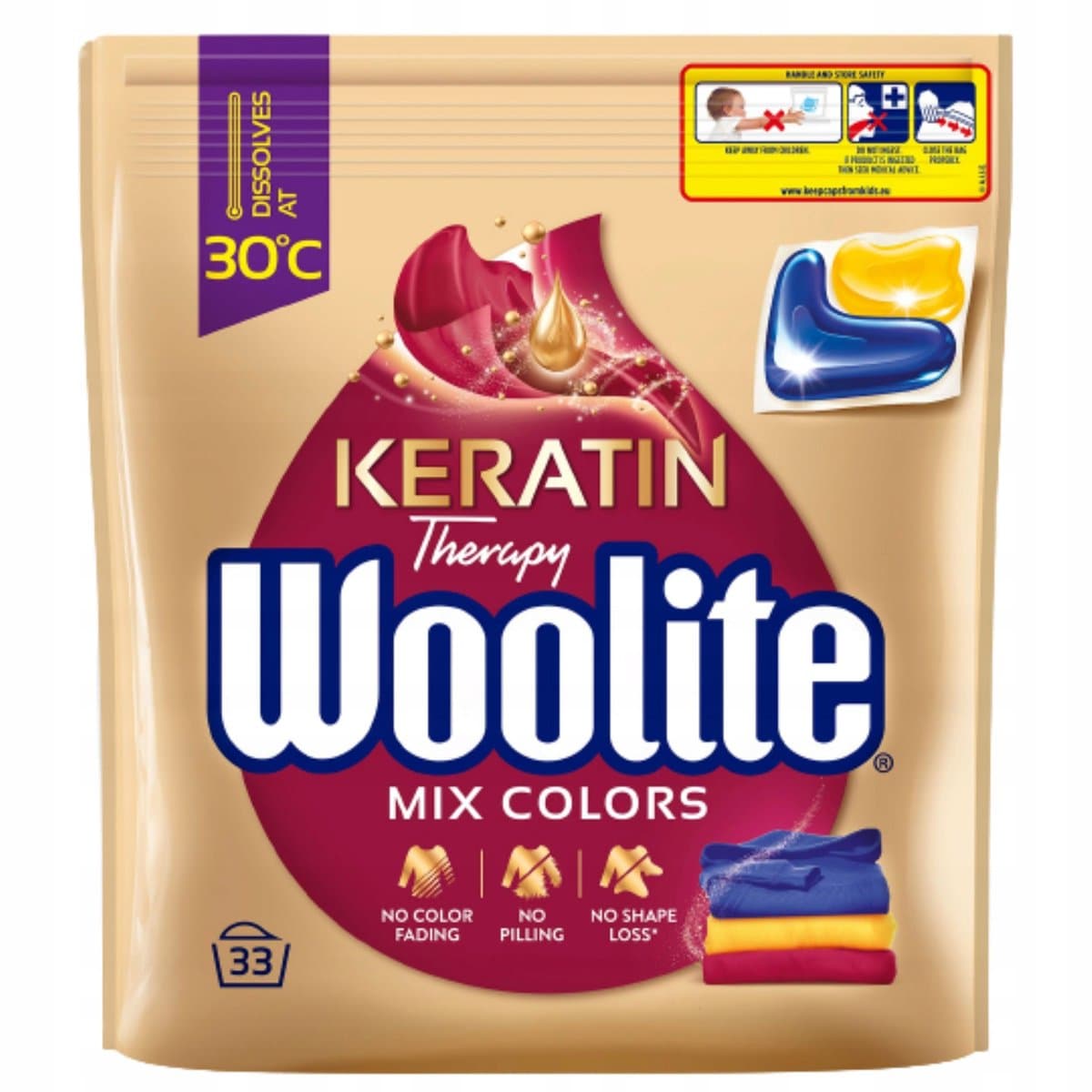 Woolite Keratin Therapy - Wasmiddel Capsules - 33 Stuks - Bescherming - Kleurvast — afbeelding 1