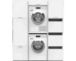 Washcab® Wasmachine Kast - Droger Verhoger - Wasmachine Ombouw - Droger op wasmachine Wit - Stack Set 4