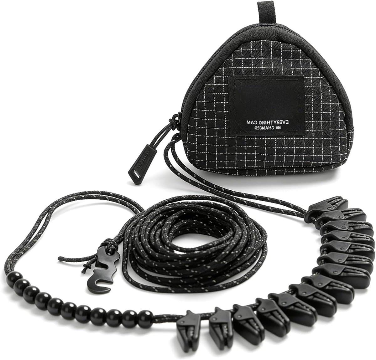 Reis Waslijn - Drogen Met Clips - Kleding Drogen - Reflecterende Kralen - 1 Meter - Zwart — afbeelding 1