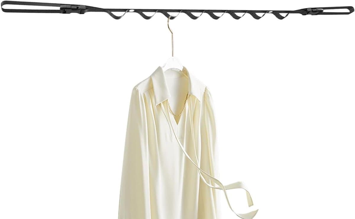 RV Kleding Lijn - Draagbare Wasserette - Kleding Drogen - Intrekbaar Touw - 1 Meter - Zwart — afbeelding 1