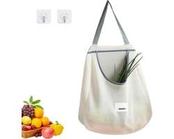 Mesh Groentezakken - Opbergnetten - Producten Organiseren - Verbeterd Ademend - 45x10x40cm - Grijs