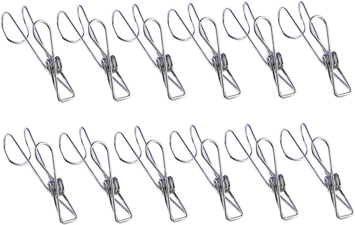 Opbergclips Roestvrij Staal - Wasknijpers Hangers - Huishoudelijk Gebruik - Veelzijdig Inzetbaar - 25 Stuks - Zilver — afbeelding 1