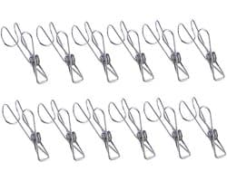 Opbergclips Roestvrij Staal - Wasknijpers Hangers - Huishoudelijk Gebruik - Veelzijdig Inzetbaar - 25 Stuks - Zilver