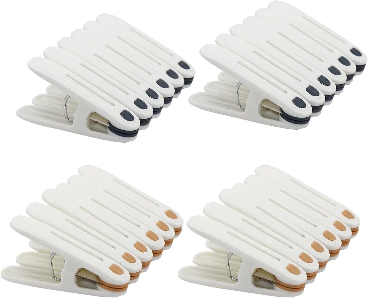 24 Stuks Kledingknijpers, Winddichte Wasknijpers, Antislip Siliconen Handdoekclips voor T-Shirts, Sokken en Handdoeken — afbeelding 1