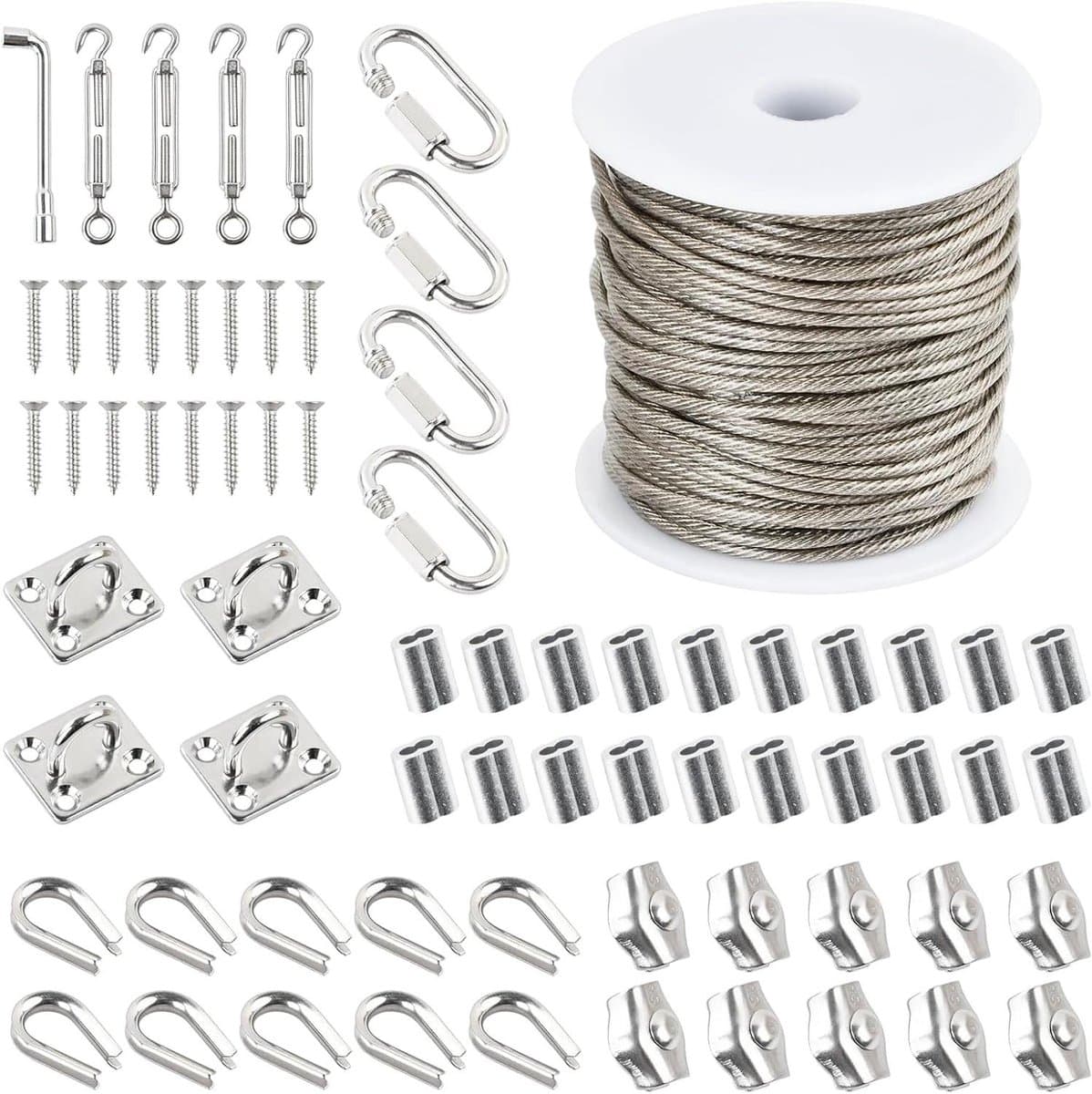 Waslijnset - Stalen kabel - Buiten ophangen - PVC gecoat - 30 meter - Zwart — afbeelding 1