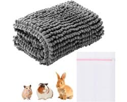 Wasbare Mat voor Cavia's en Kleine Dieren, 40 x 60 cm, Inclusief Waszak, Absorberend en Antislip, Ideaal voor Kooi en Binnengebruik, Grijs