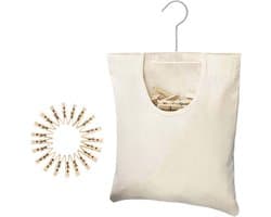 Wasknijper Tas - Opberghoes Knijpers - Wassen Organiseren - Met Ophanghaak - 32x27cm - Beige