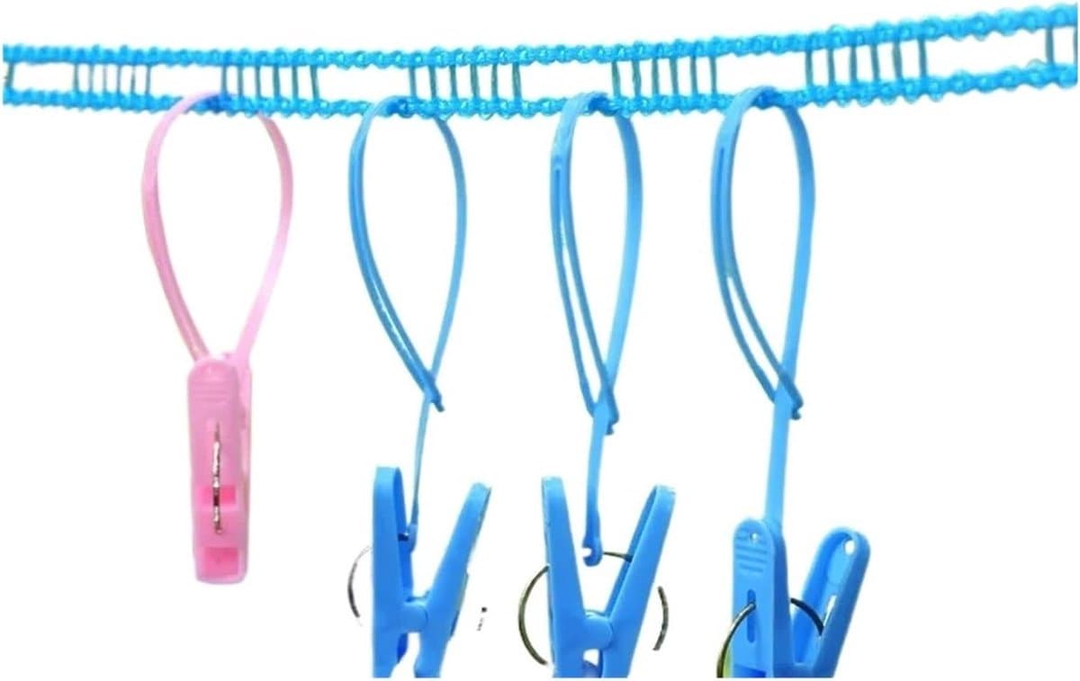 Uittrekbare Waslijn - Reis Waslijn - Kleding Drogen - Winddicht Ontwerp - 8 meter - Roze — afbeelding 1