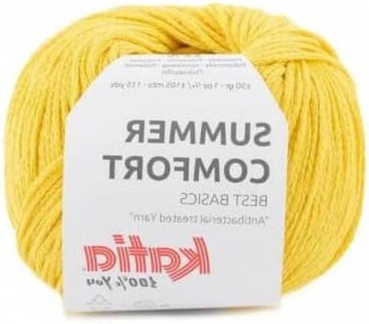 Breigaren Summer Comfort - Zomer garen - Kleding breien - Antibacteriële behandeling - 50 gram - Geel — afbeelding 1